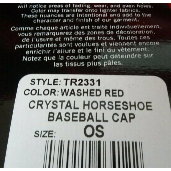 New True Religion Red Baseball Cap Hat Crystal Horseshoe Logo Bling Minimalist - Picture 12 of 12